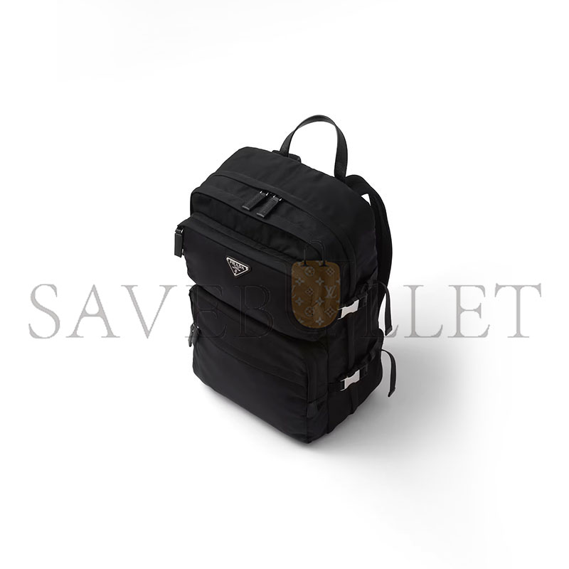 Pra*a re-nylon and saffiano leather backpack 2vz101 (45*26.5*21.5cm)